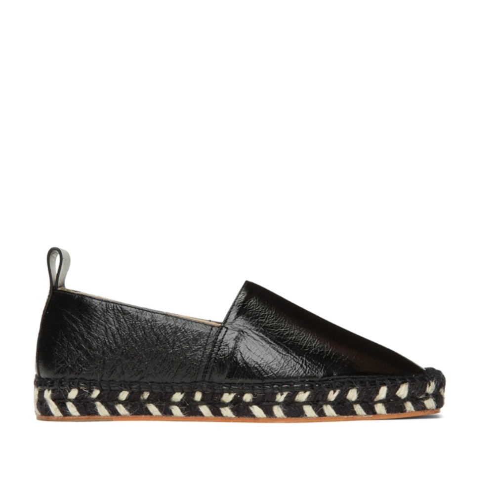 PROENZA SCHOULER Black Nappa Leather Square Espadrilles